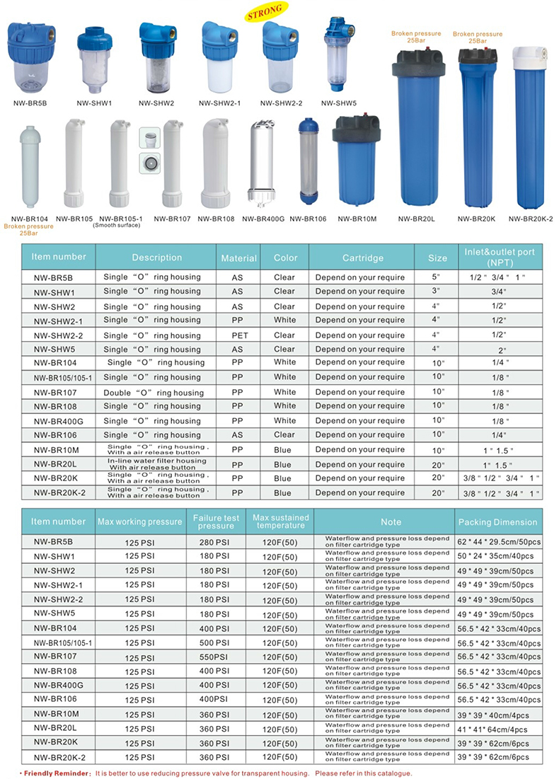 RO System Component  10 filter housing Clear PP Double Water Filter Housing