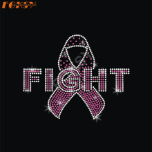 Fight Pink Ribbon Hot Fix Rhinestone Motif