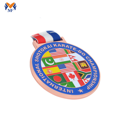 Rose Gold Colorful Enamel Medal Custom Ribbons