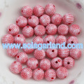 8MM 10MM 12MM Acrylic Plastic Round Striped Gumball Beads