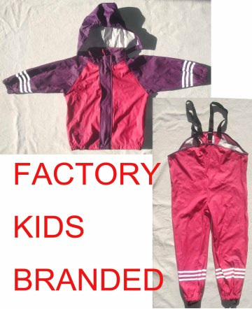 children pu rainsuit waterproof pu raincoat branded kids clothing factory