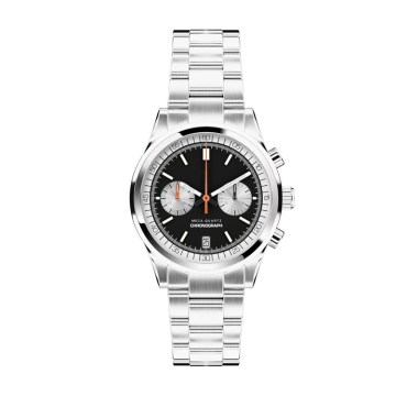 Mens Silver Watch with Cool Black Dial