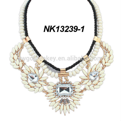 2015 best wholesale fashion pure handmade rope crystal necklace