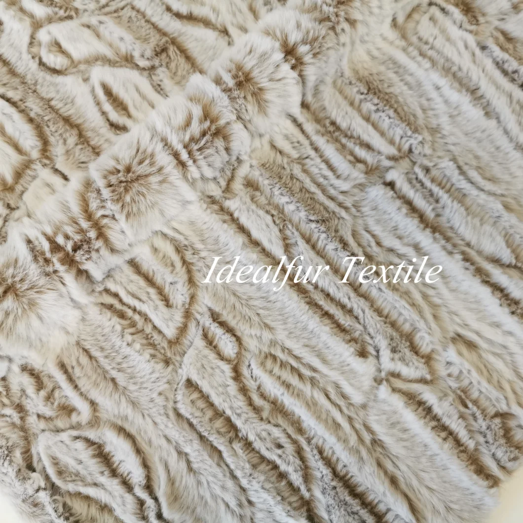 Embossed Rabbit Faux Fur Fake Fabric for Garments