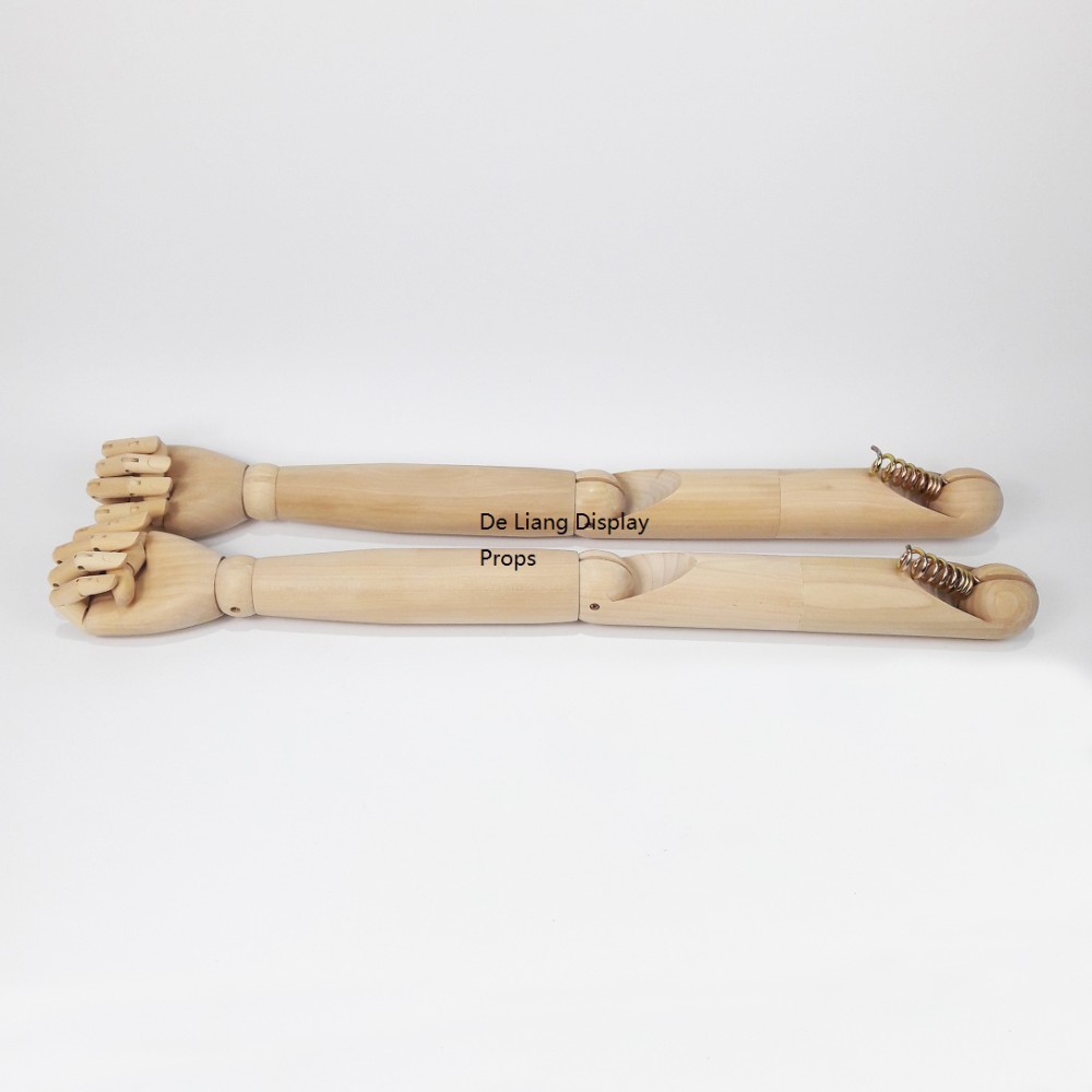 DL704 High quality female long arms Wooden arms hands three section 360 degree flexible joints wooden hand