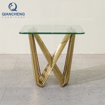 QIANCHENG Turkish Mirrored Bed & Gold Glass Fashion Coffee Tables