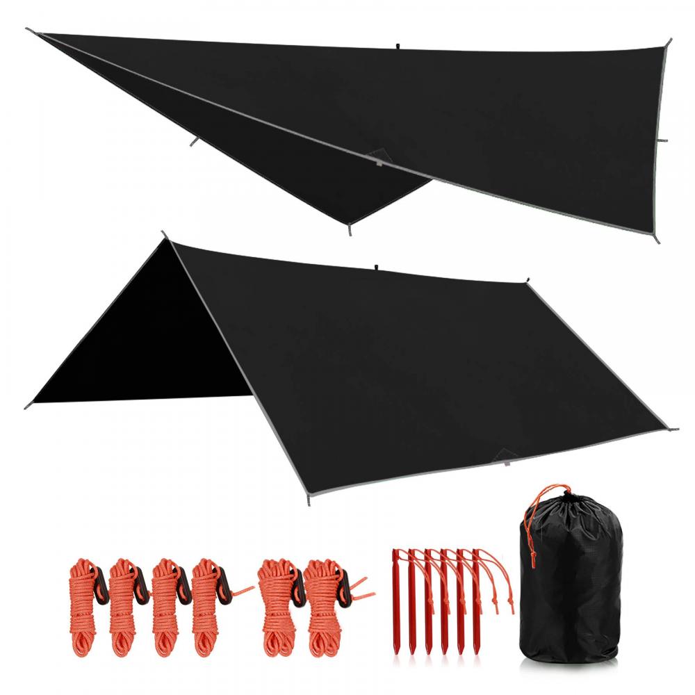 10ft Black Rain Shelter Tarp Tent for Camping