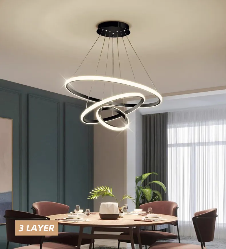Luxury Decorative Circle Ring Pendant Light for Modern Living Room