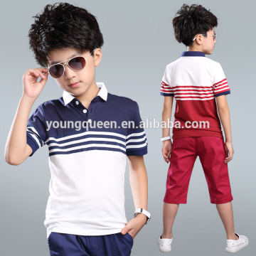 NT44 summer stripes children two sets kids polo shirts wholesale child suit