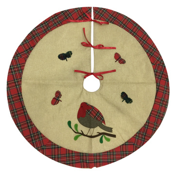 Hessian christmas tree skirt and red plaid border