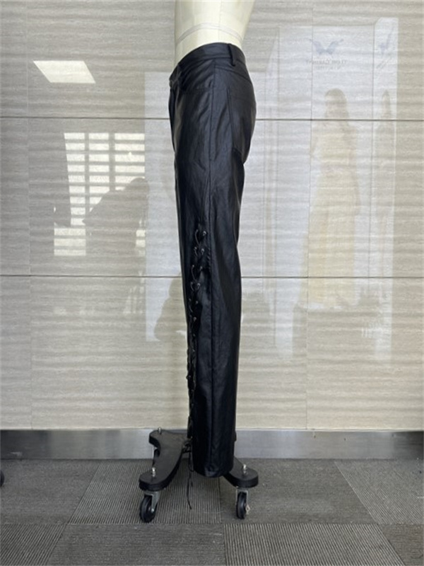 Pantaloni PU della moda nera anti-piunding di rayon da uomo in rayon