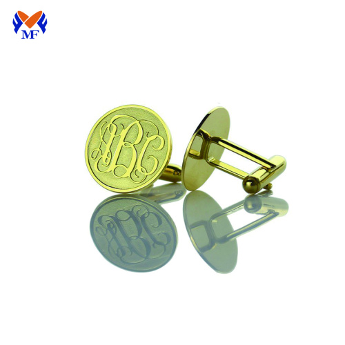 Custom made round embossed logo cuff links