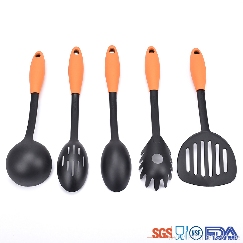 5 piece non-slip handle Nylon cooking utensils accessories