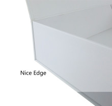 Plain White Silk Ribbon Closure Folding Paper Box