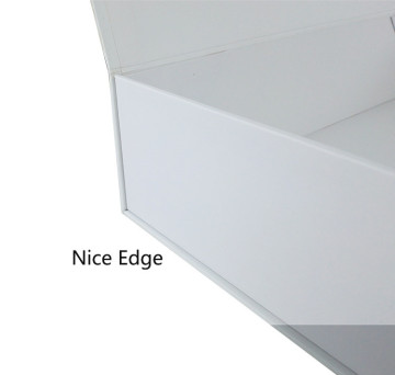 Plain White Silk Ribbon Closure Folding Paper Box