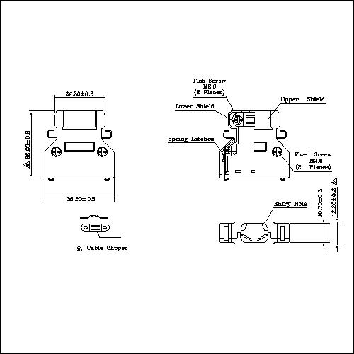 1.27mm Series Shielded Backshell Kits 26P Straight Exit With Spring Latchs HPMCS02-26XS