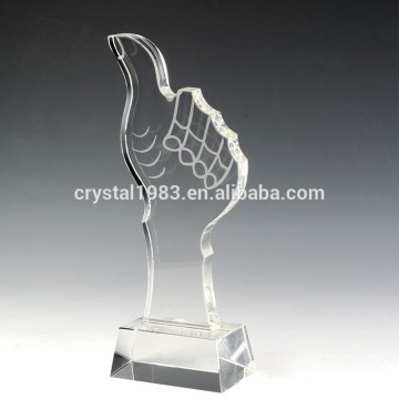 Thumb up in the base ultrawhite glass engraving blank trophy crystal cups