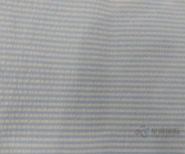 Blue Seersucker Plain Cotton Fabric