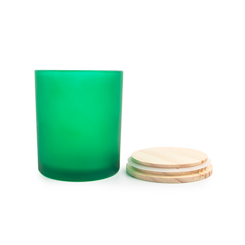 Frosted Green Glass Candle Jar