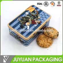 rectangular christmas cookie gift tin can with metal tinplate