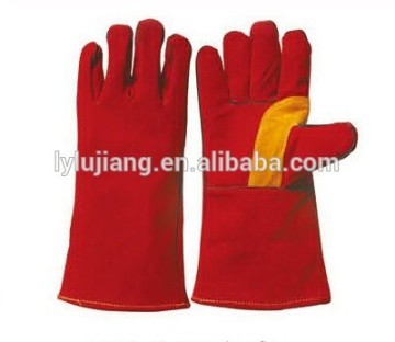 Hot selling red cow split leather and one pc leather of back/welding gloves