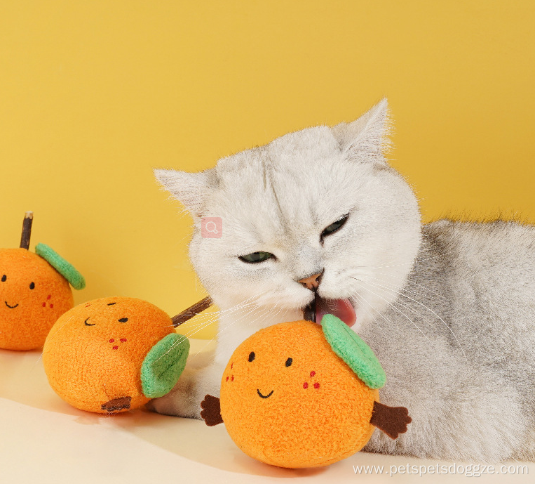 New design plush orange interactive silvervine cat toy