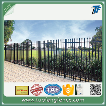Powder coated steel residential garrison fencing
