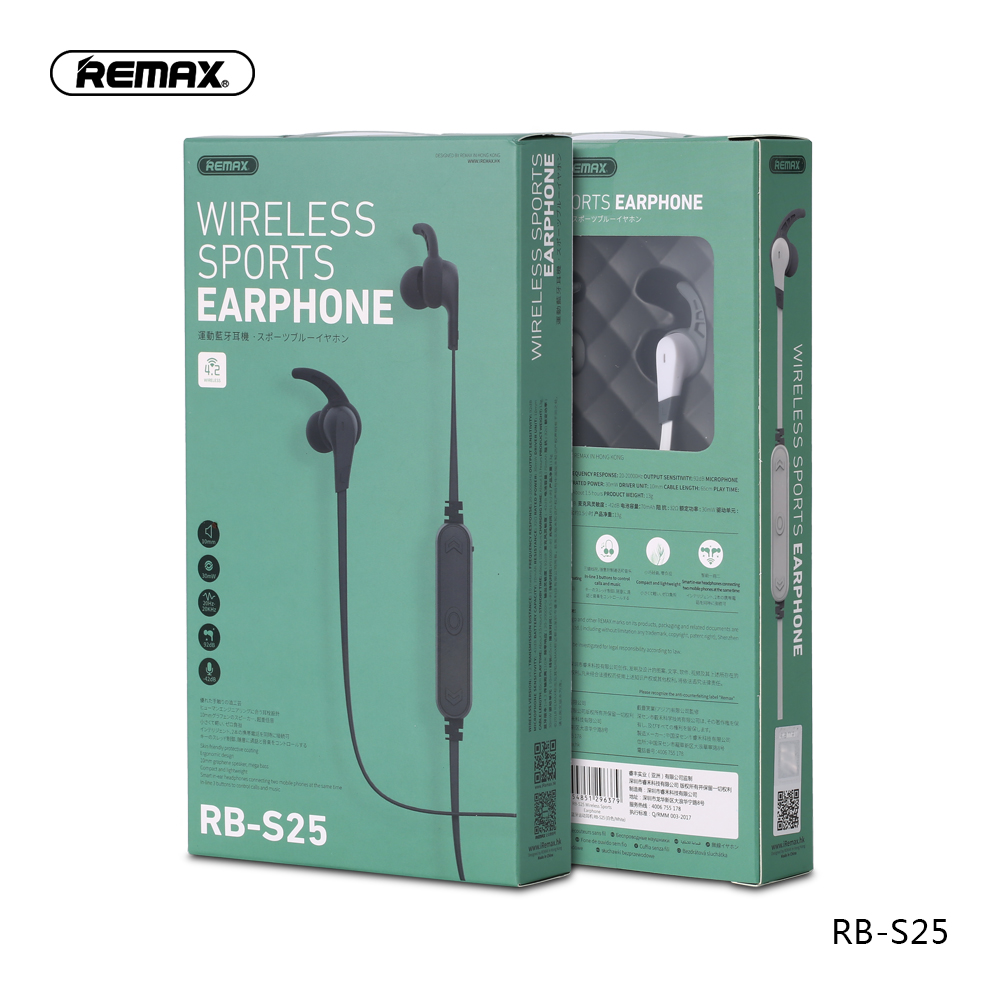 Remax Join Us RB-S25 Three key line control Competitive price noise Subwoofer cancelling wireless neckband earphones sport