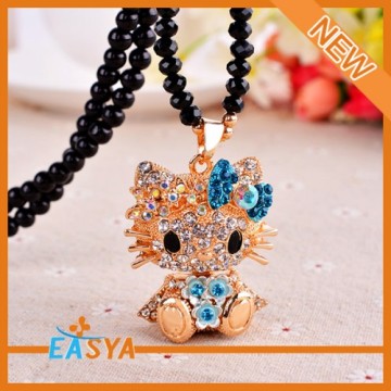 Lover Cat Shape Pendant Necklaces Beads Chain Necklaces As Holiday Gifts