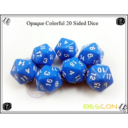 Colorful Opaque Polyhedral 20 Sided Dice