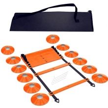 Professional Football and Soccer Speed Training Set: 6M Adjustable Agility Ladder with 12 Training Cones