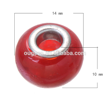 Factory Direct Round Shape Large Hole Murano Glass Red Beads clear round glass beads