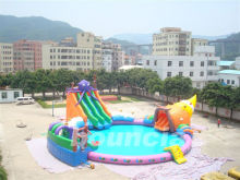 Durable Inflatable Water Parks Wp80 With Giant Pool And Slides