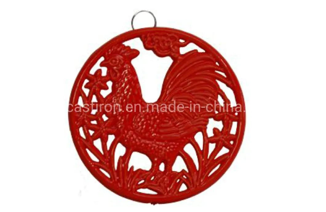 Rooster Cast Iron Trivet with Enamel Coating China Factory