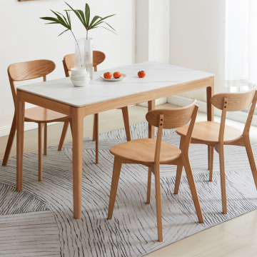 Modern Wood Square Bamboo Dining Room Sets: Including a Dining Table with 4 Chairs for Restaurants