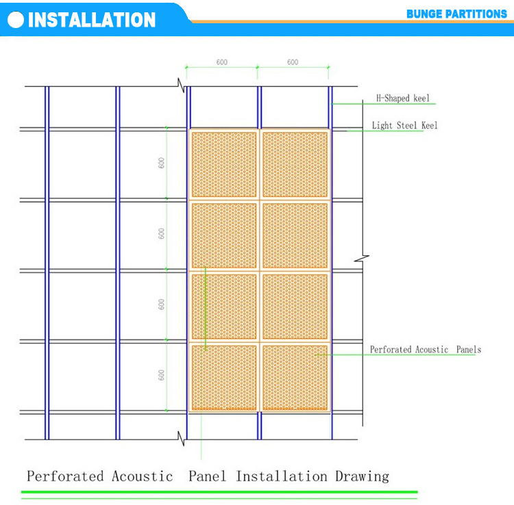 Decorative Wall Board Sound Absorption Polyester Fiber Banquet hall Perforated Acoustic Panel