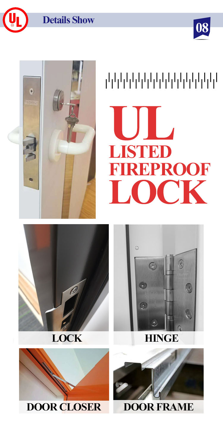 Fireproof double leaf steel fire rated door for warehouse and commercial building