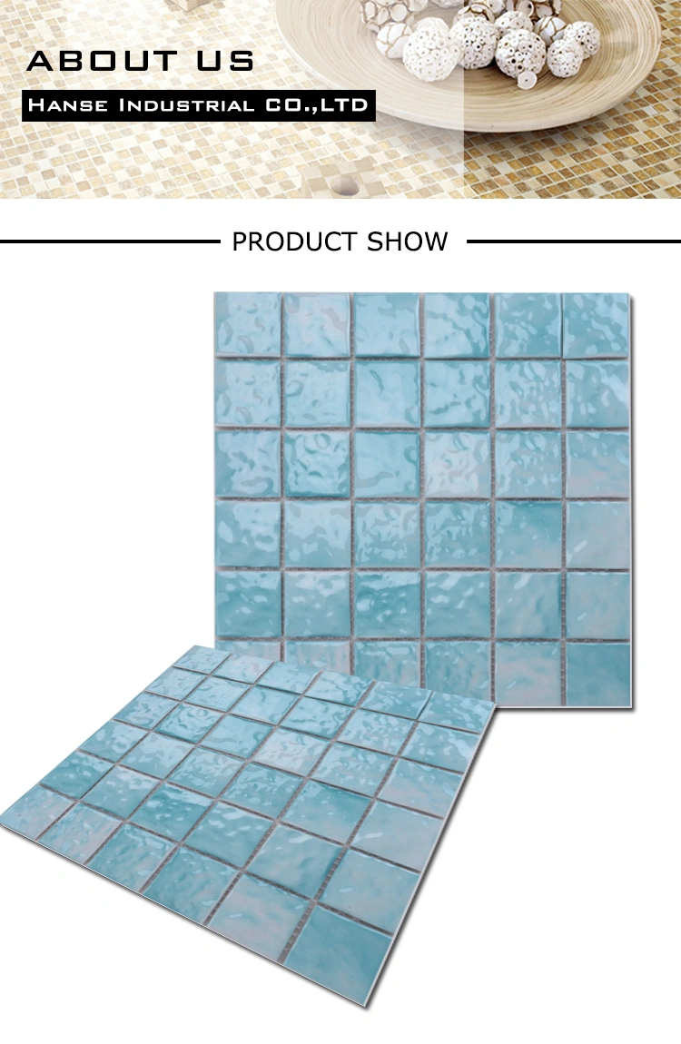 300X300 Elegant Ice Crack Sky Blue Mosaic Tiles Bathroom