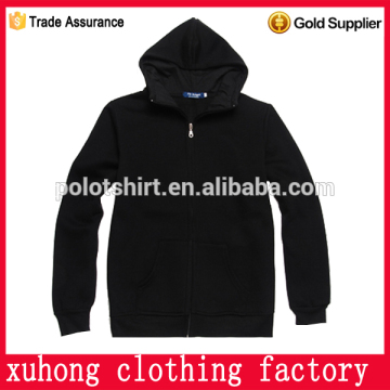 Wholesale unisex quality plain cotton pullover black hoodie