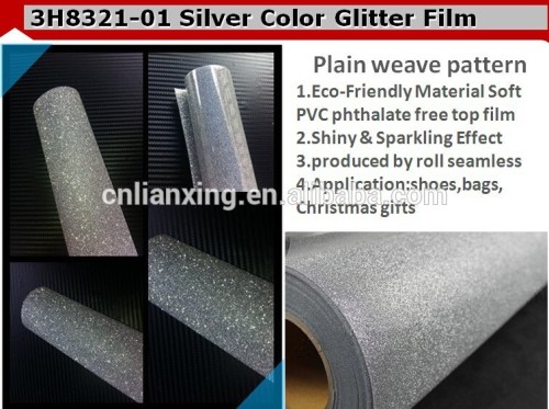 Self adhesive reflective metallic PVC Glitter Film