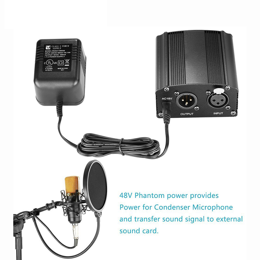 High Quality 48v Phantom Microphone Mic Preamp With Power