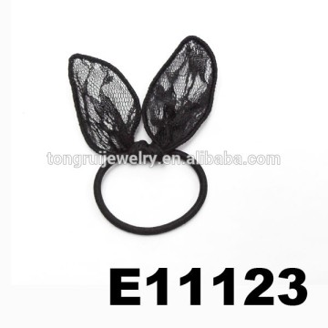 black mesh rabbit ear elastic hair band