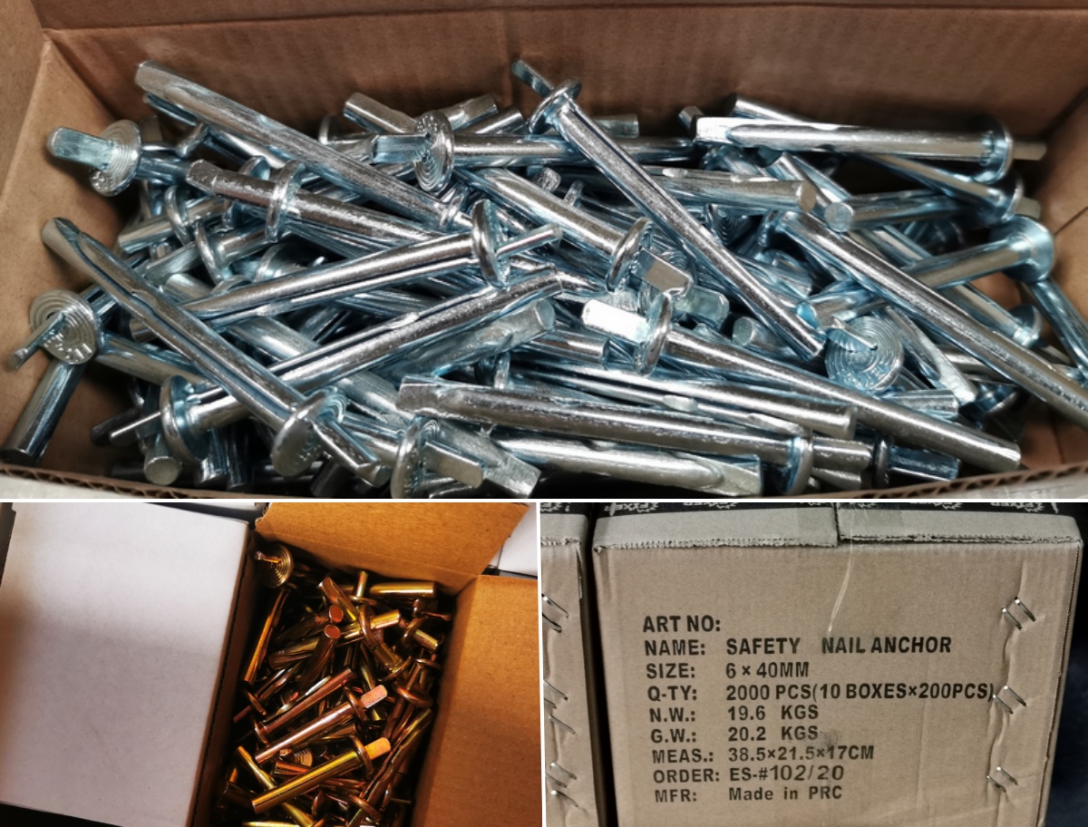 Mennyezeti horgony biztonsági szög horgonycsomagolás Ceiling Anchor Safety Nail Anchor Packing