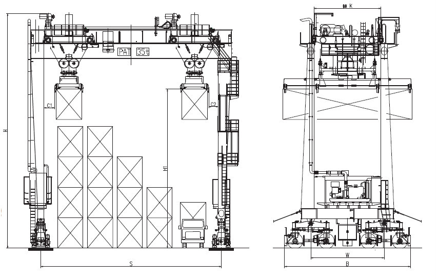 CE GOST ISO Certificate China Rubber Tire Container Gantry Cranes / RTG Crane