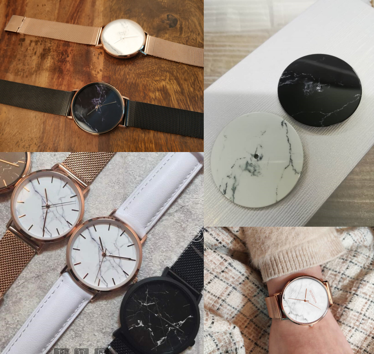 Minimalist marble coffee mocca watch purple woman bracelet stainless steel watch