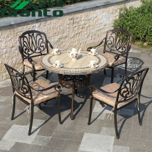 Cast Aluminum Garden Dining Tables and Chairs Set