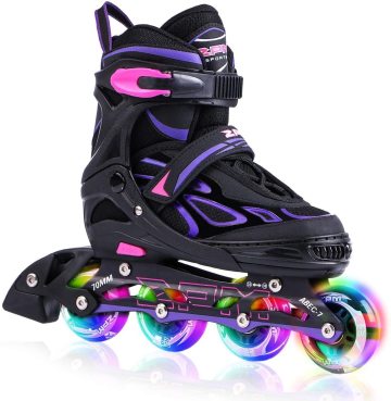 Girls Adjustable Inline Skates with Light up Wheels