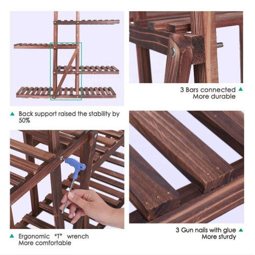 Carbonized Wood Plant Stand Holder Flower Display Rack