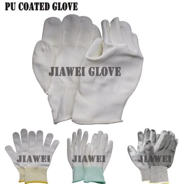 White PU Coated Work Glove PU Coated Nylon Glove/Guantes 087