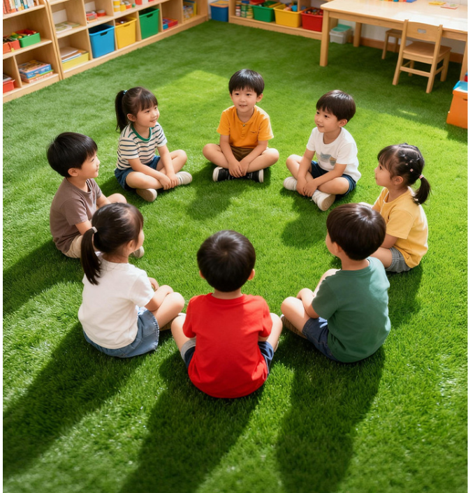 تركيب العشب المدرسي school grass installation